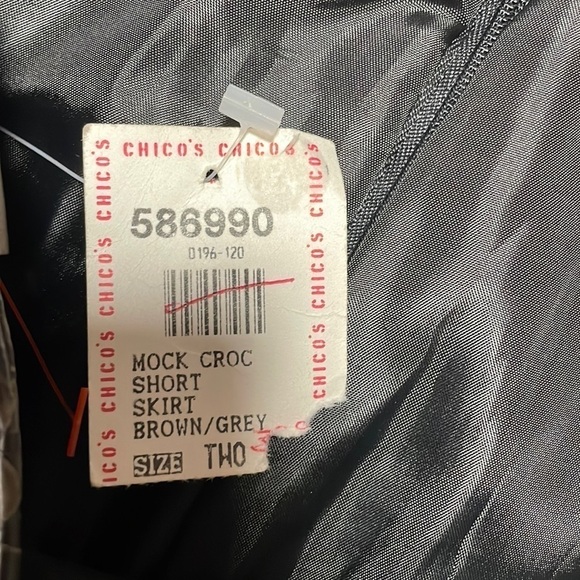 NWT Edgy Reptile Skirt Chicos Design Croc Retro Brown 12 90s Y2K Mini Faux - Picture 13 of 13